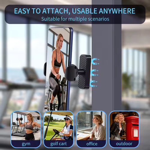 Magnetic 360 Rotation Portable One-Touch Release Flexible Universal ABS+Silicone Phone Holder Mount Gym